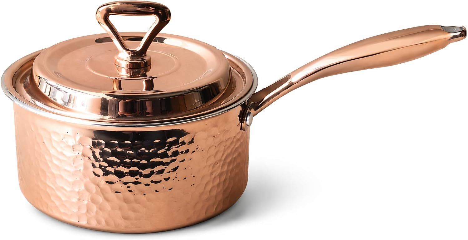 YJX 2.2QT Copper Saucepan with Lid