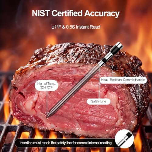 HOPEPOP Wireless Bluetooth Meat Thermometer Digital for Grill Smoker BBQ