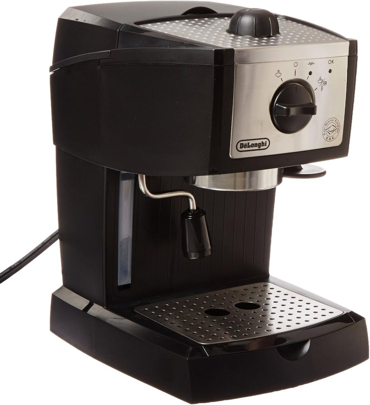  DeLonghi EC155 15 Bar Espresso and Cappuccino Maker in action — our testing setup