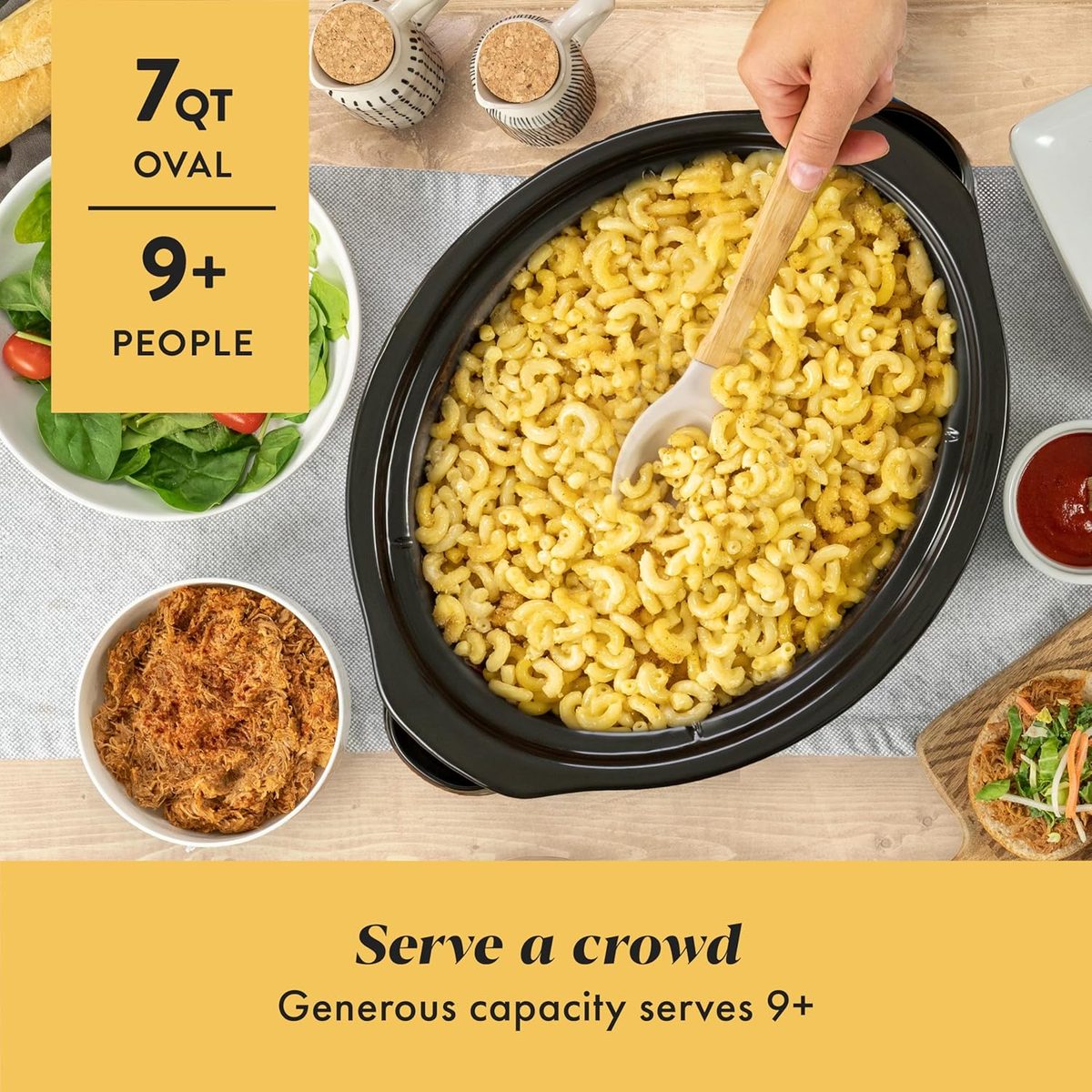  Crock-Pot 7-Quart Manual Slow Cooker, Family Size Serves 8+ People & Fits 6-lb Roast, Removable Stoneware with Warming Setting, Dishwasher Safe for Easy Cleanup, Stainless Steel in action — our testing setup