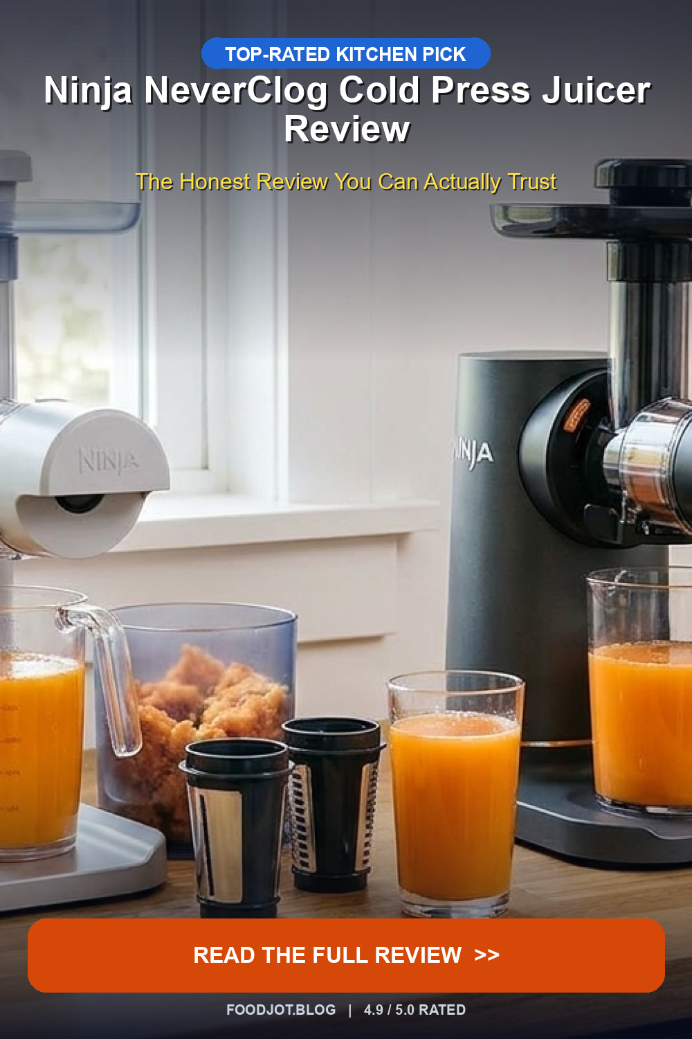 Ninja NeverClog Cold Press Juicer Review - Pinterest Pin