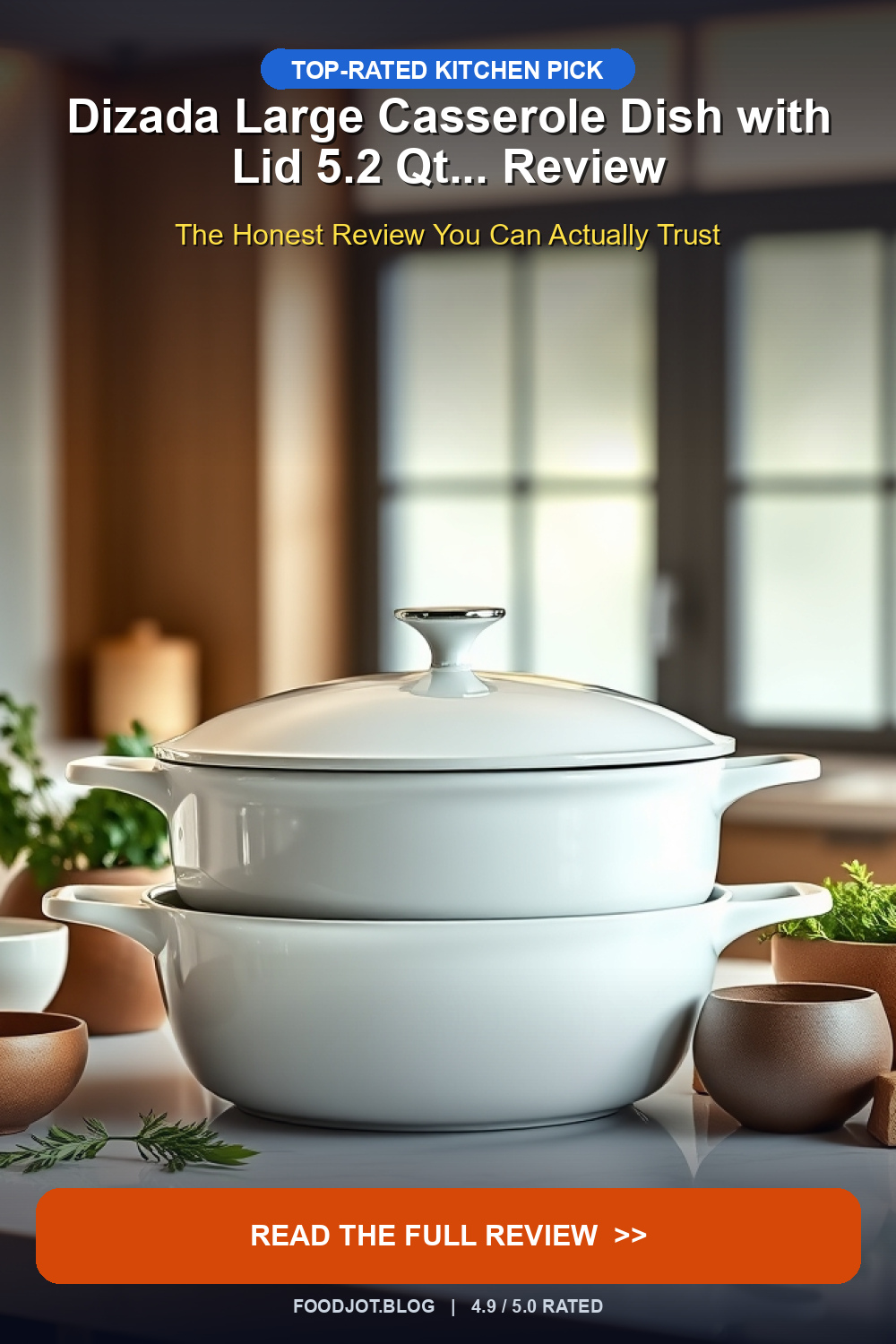 Dizada Large Casserole Dish with Lid 5.2 Qt... Rev... - Pinterest Pin