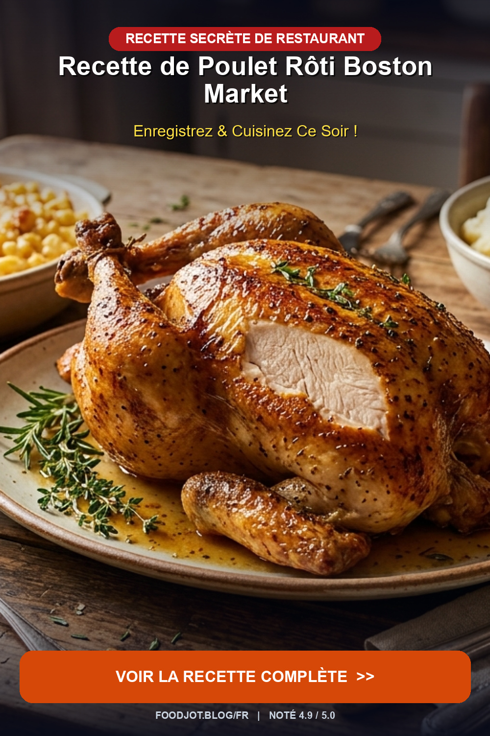Recette de Poulet Rôti Boston Market - Pinterest Pin