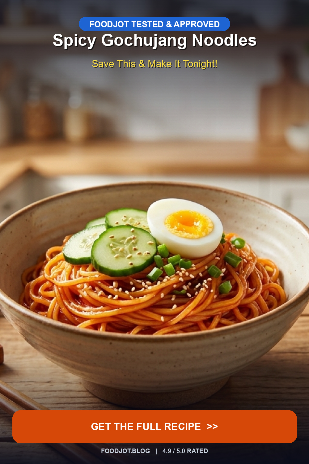 Spicy Gochujang Noodles - Pinterest Pin