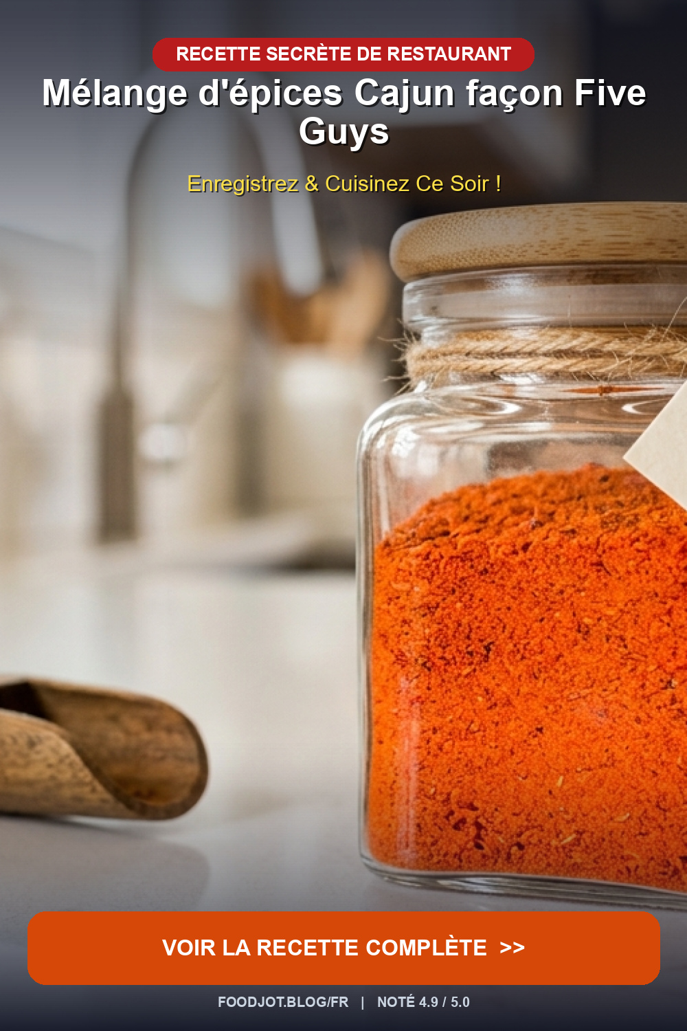 Mélange d'épices Cajun façon Five Guys - Pinterest Pin