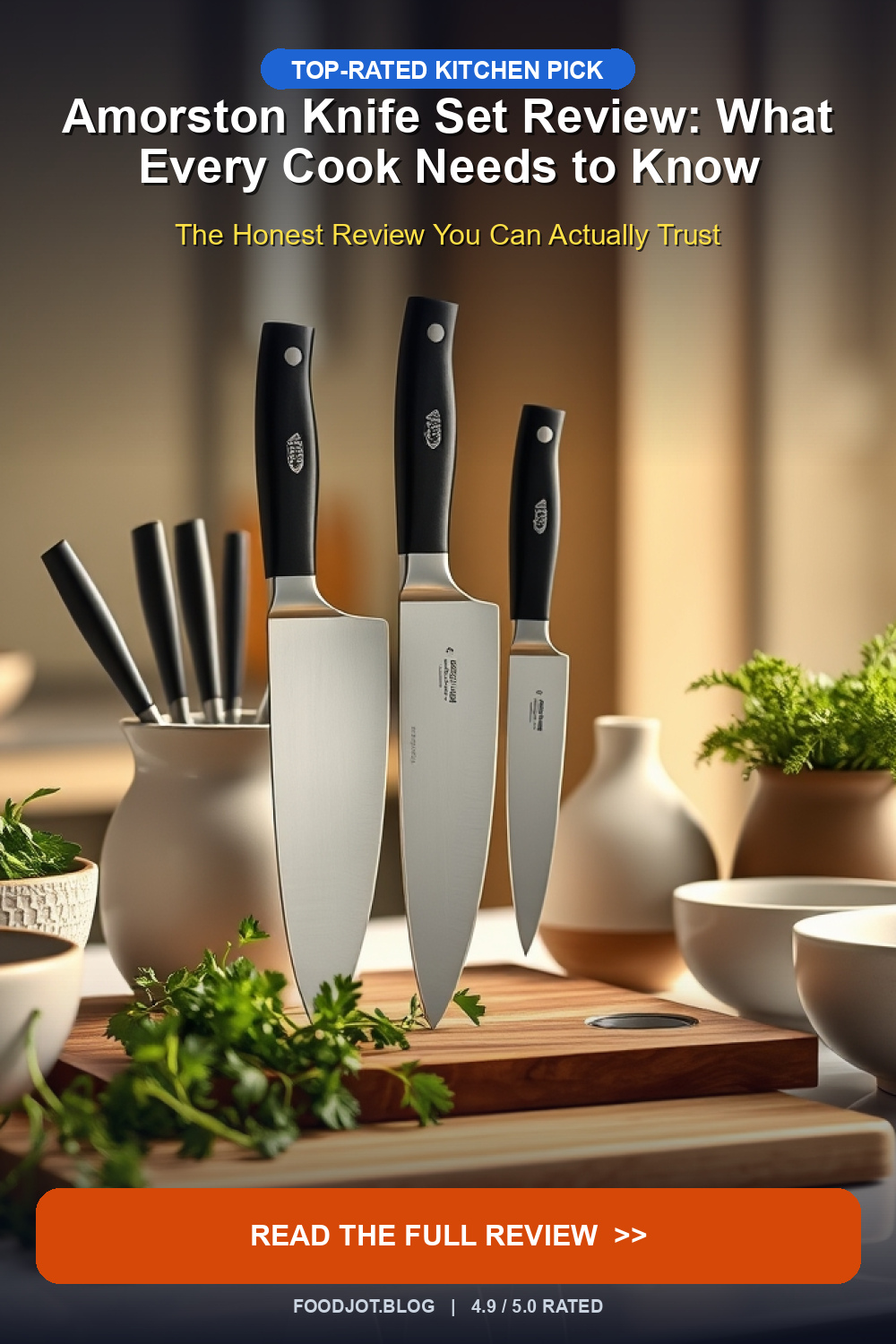 Amorston Knife Set Review - Pinterest Pin