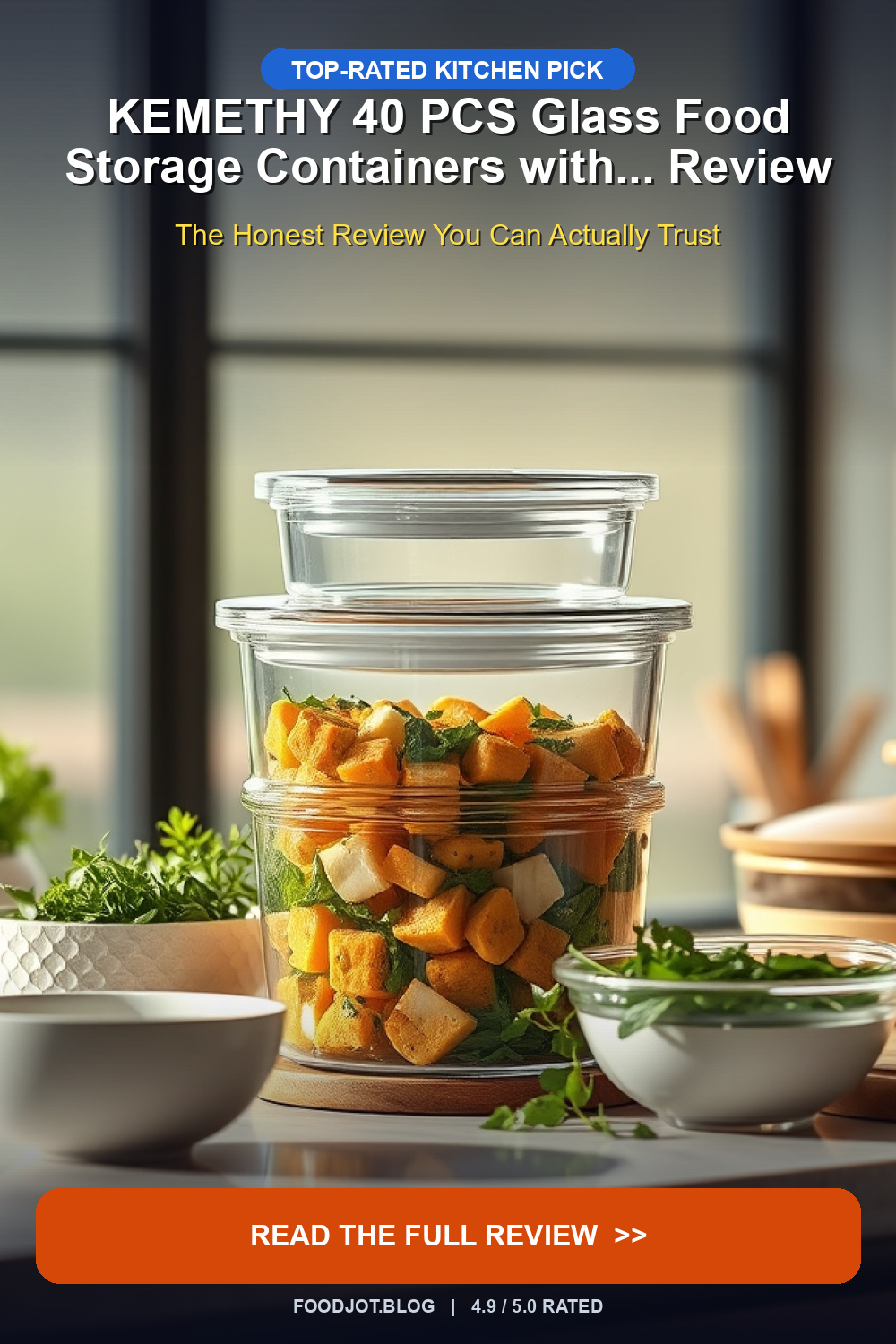 KEMETHY 40 PCS Glass Food Storage Containers with.... - Pinterest Pin
