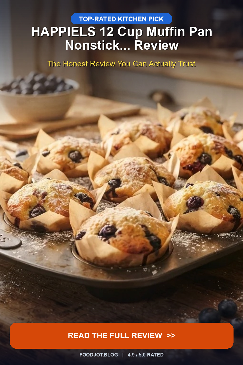 HAPPIELS 12 Cup Muffin Pan Nonstick... Review - Pinterest Pin