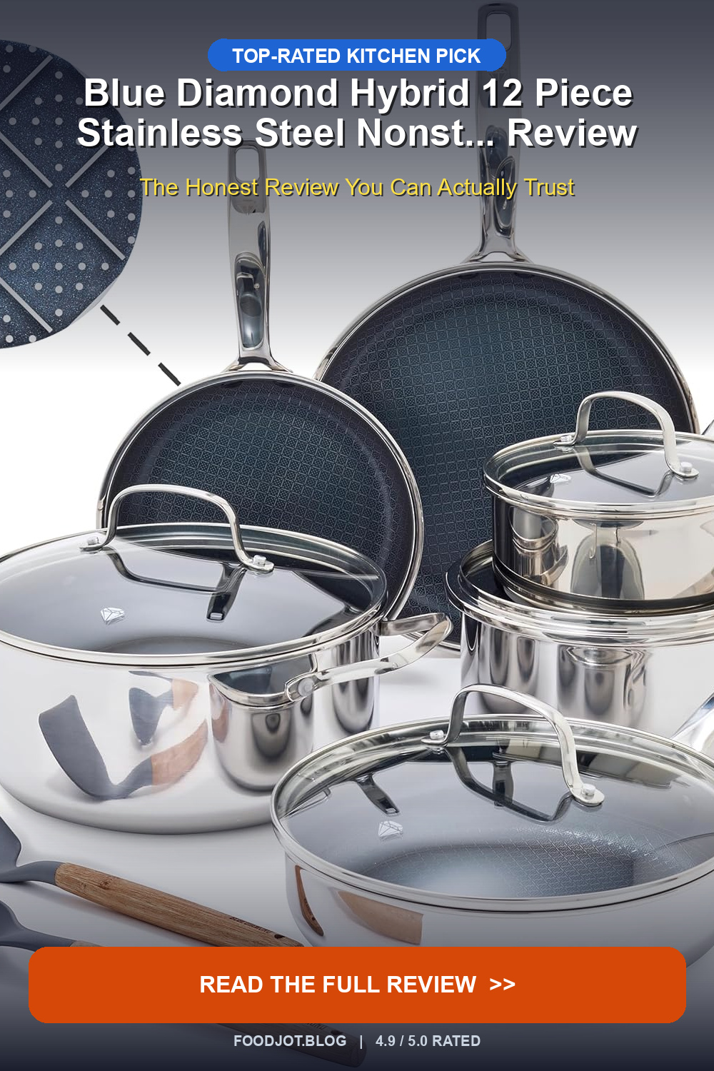 Blue Diamond Hybrid 12 Piece Stainless Steel Nonst... - Pinterest Pin