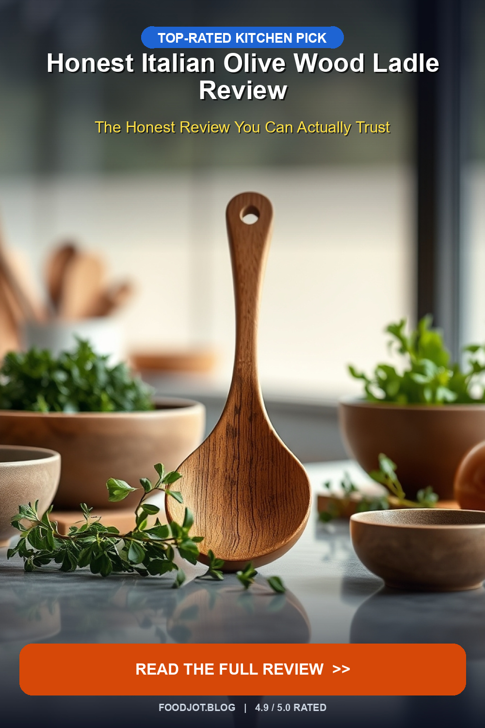 Honest Italian Olive Wood Ladle Review - Pinterest Pin