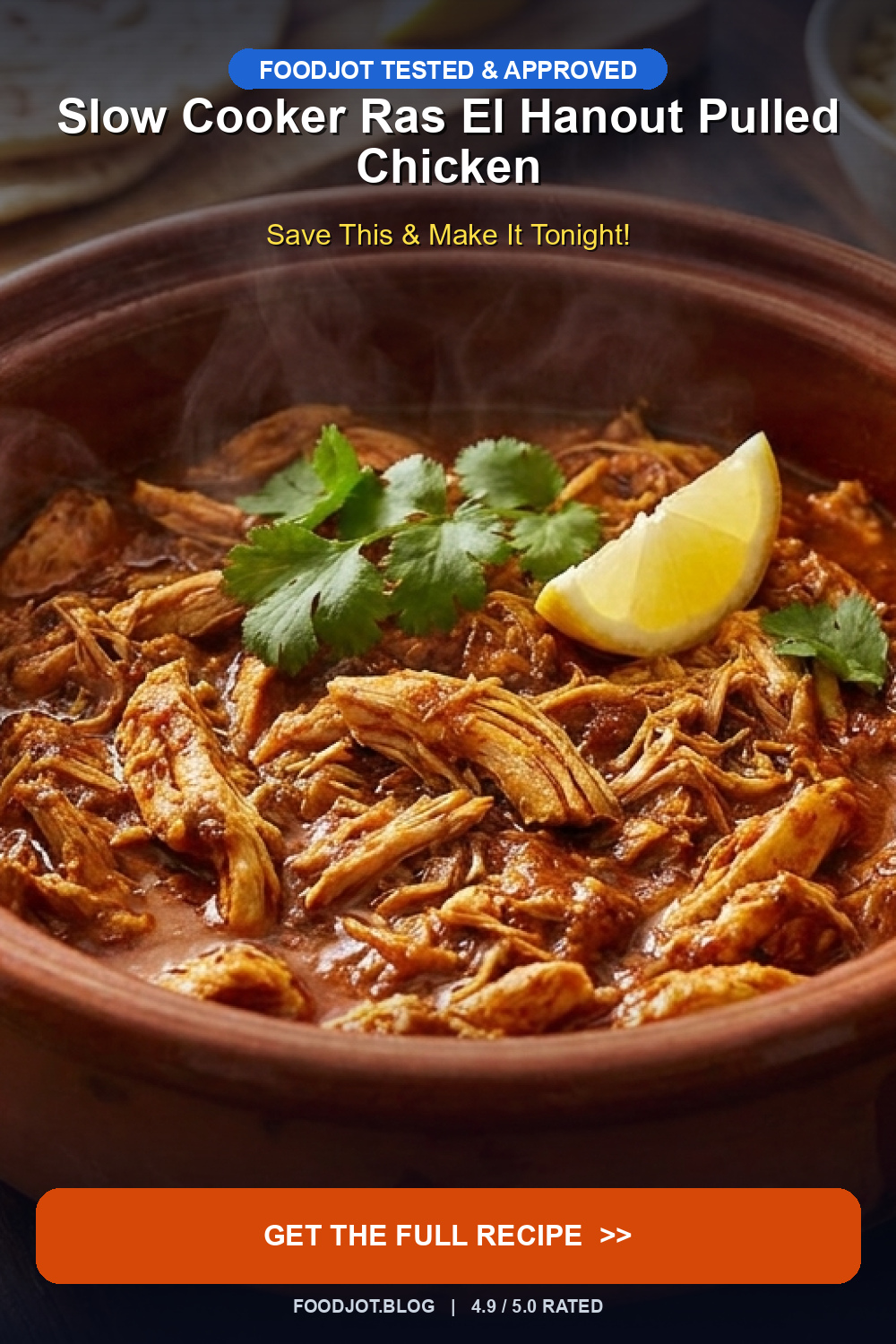 Slow Cooker Ras El Hanout Pulled Chicken — Set It,... - Pinterest Pin