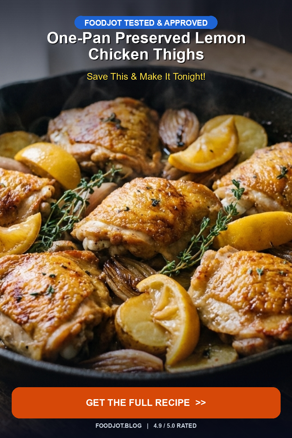 One-Pan Preserved Lemon Chicken Thighs — The 25-Mi... - Pinterest Pin