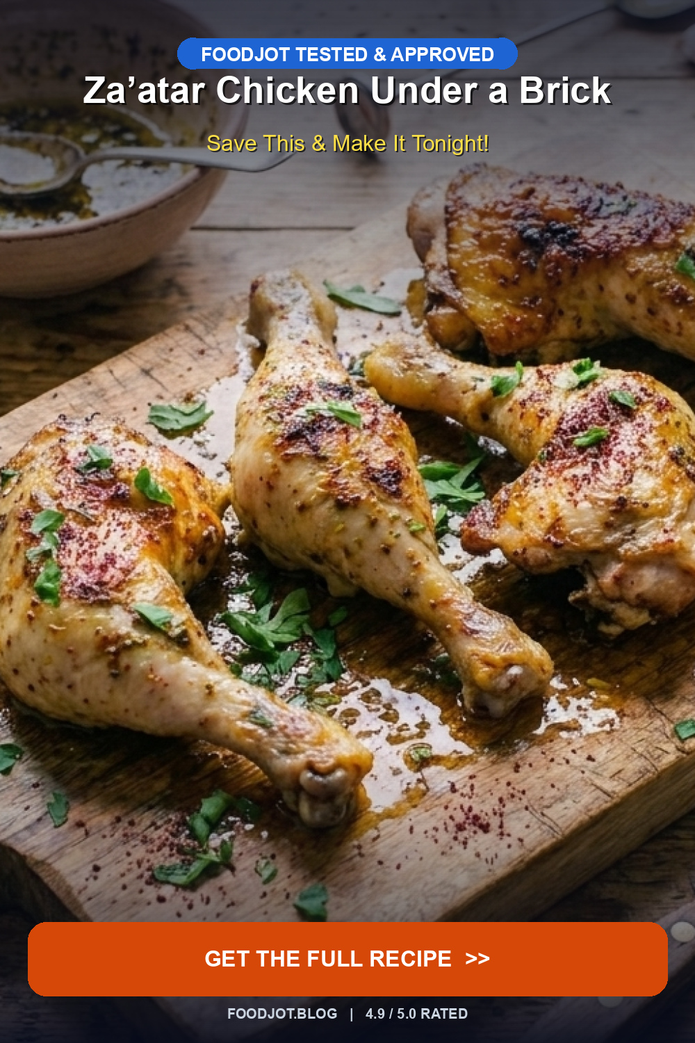 Za’atar Chicken Under a Brick — The Tuscan Techniq... - Pinterest Pin