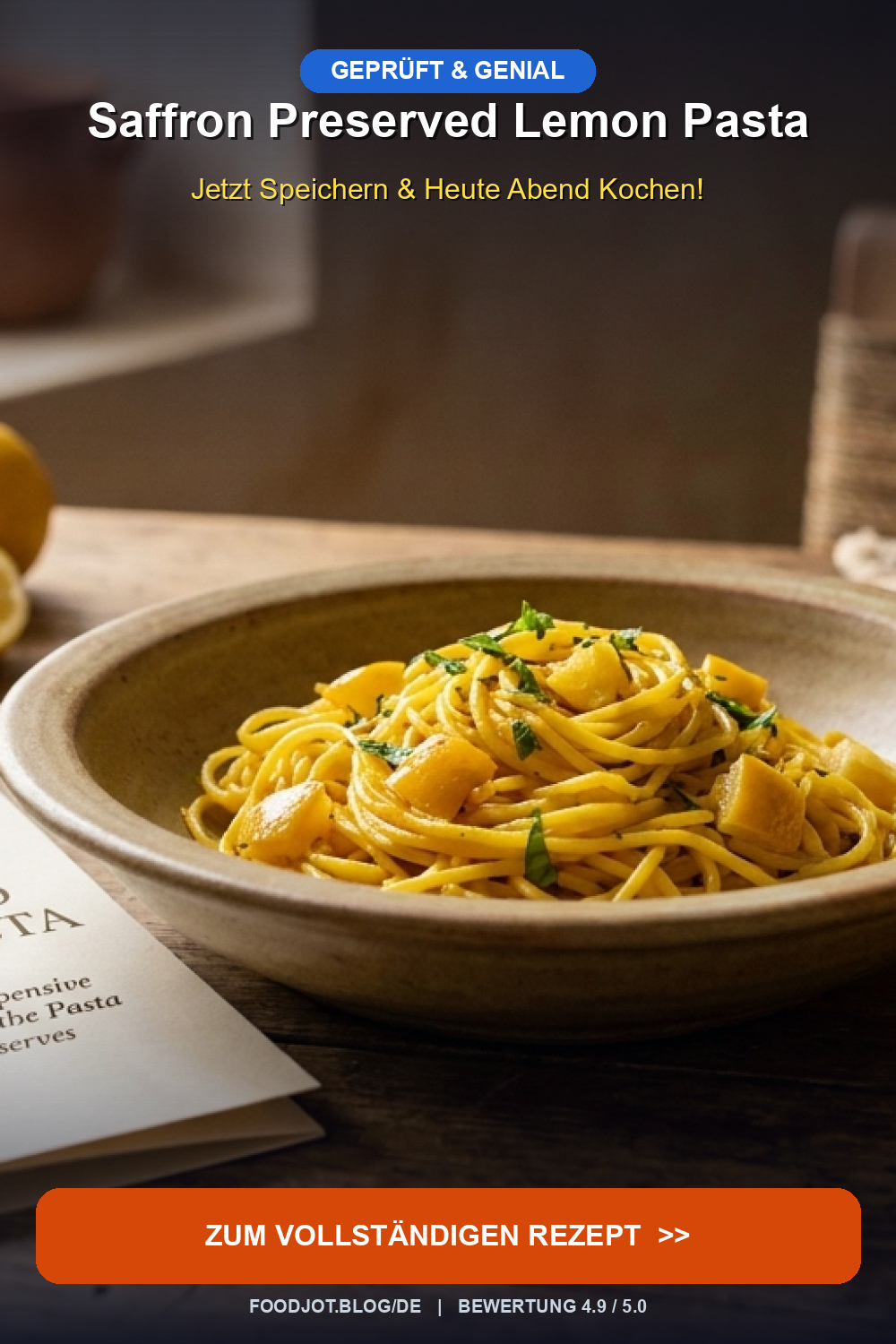 Saffron Preserved Lemon Pasta — Morocco’s Most Exp... - Pinterest Pin